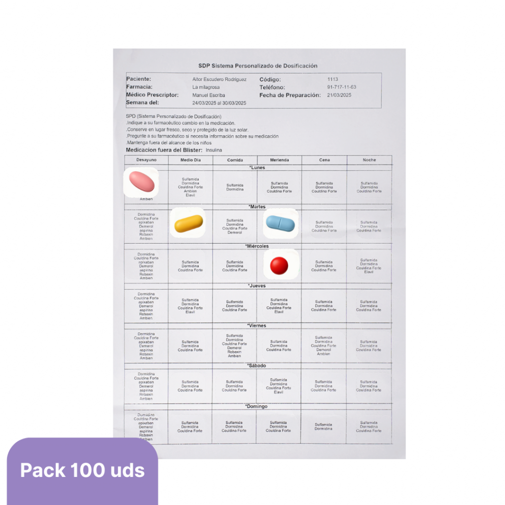 Etiquetas Troqueladas para Blisters SPD - Pack 100 uds